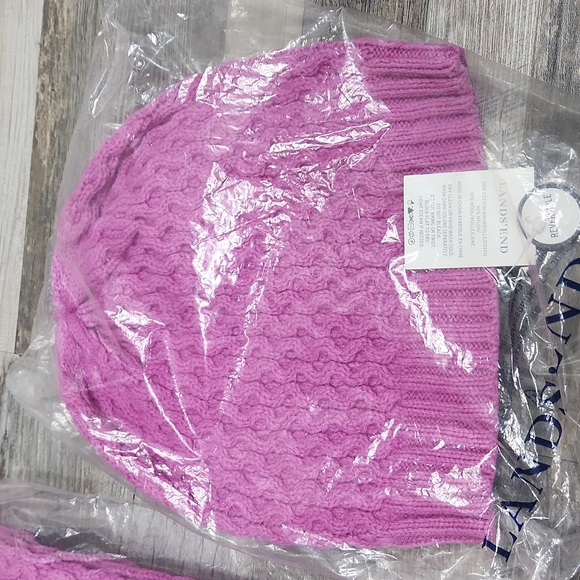 Lands' End Cable Knit Scarf Set - Picture 4 of 7